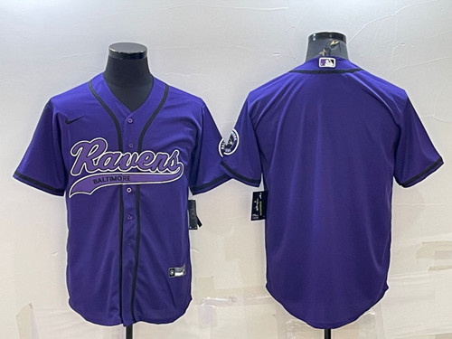 Men's Baltimore Ravens Blank Purple With Patch Cool Base Stitched Baseball Jersey